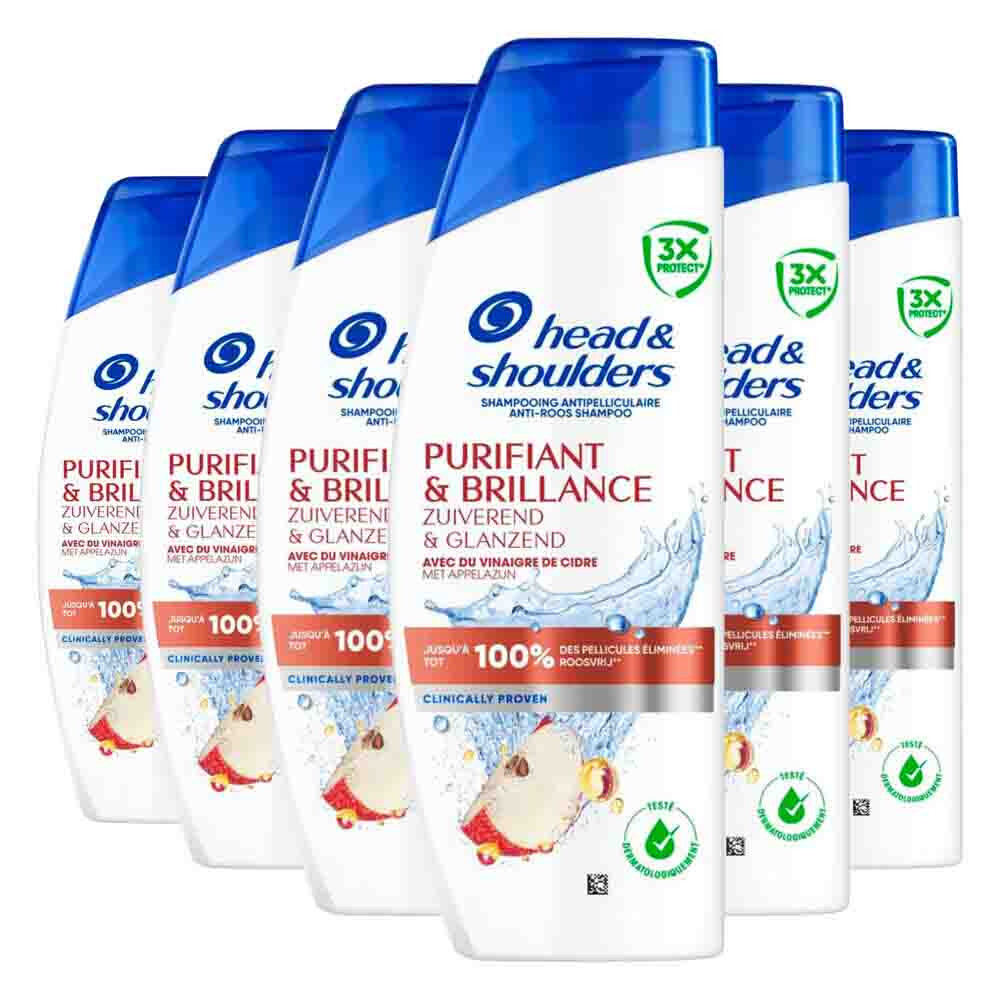6x Head & Shoulders Shampoo Purifying & Shiny 330 ml
