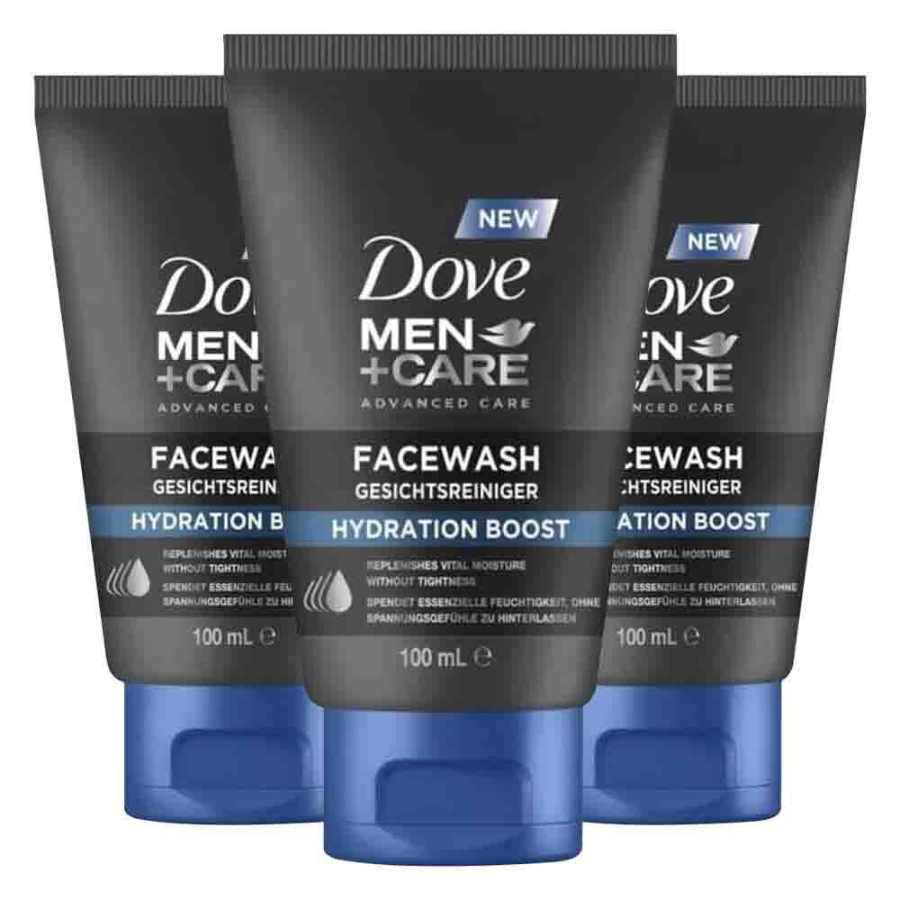 3x Dove Men+ Care Advanced Face Wash Hydration Boost 100 ml