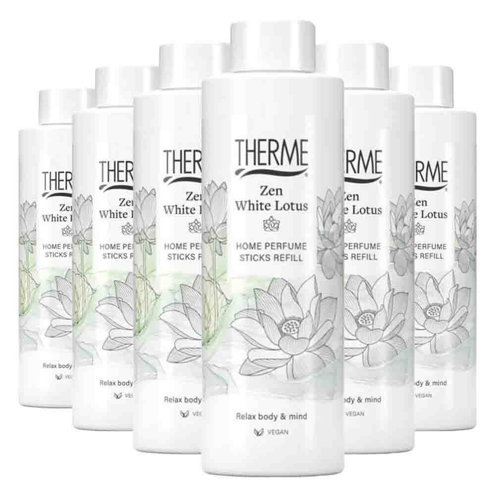 6x Therme Zen White Lotus Home Perfume Sticks Refill 150 ml