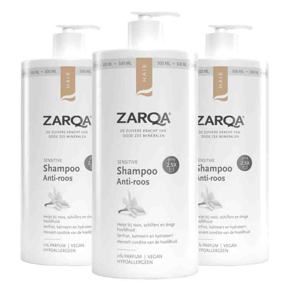 3x Zarqa Sensitive Anti-Roos Shampoo 500 ml