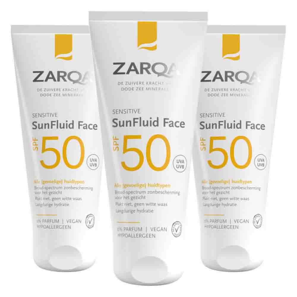 3x Zarqa Sun SunFluid Face SPF 50 50 ml