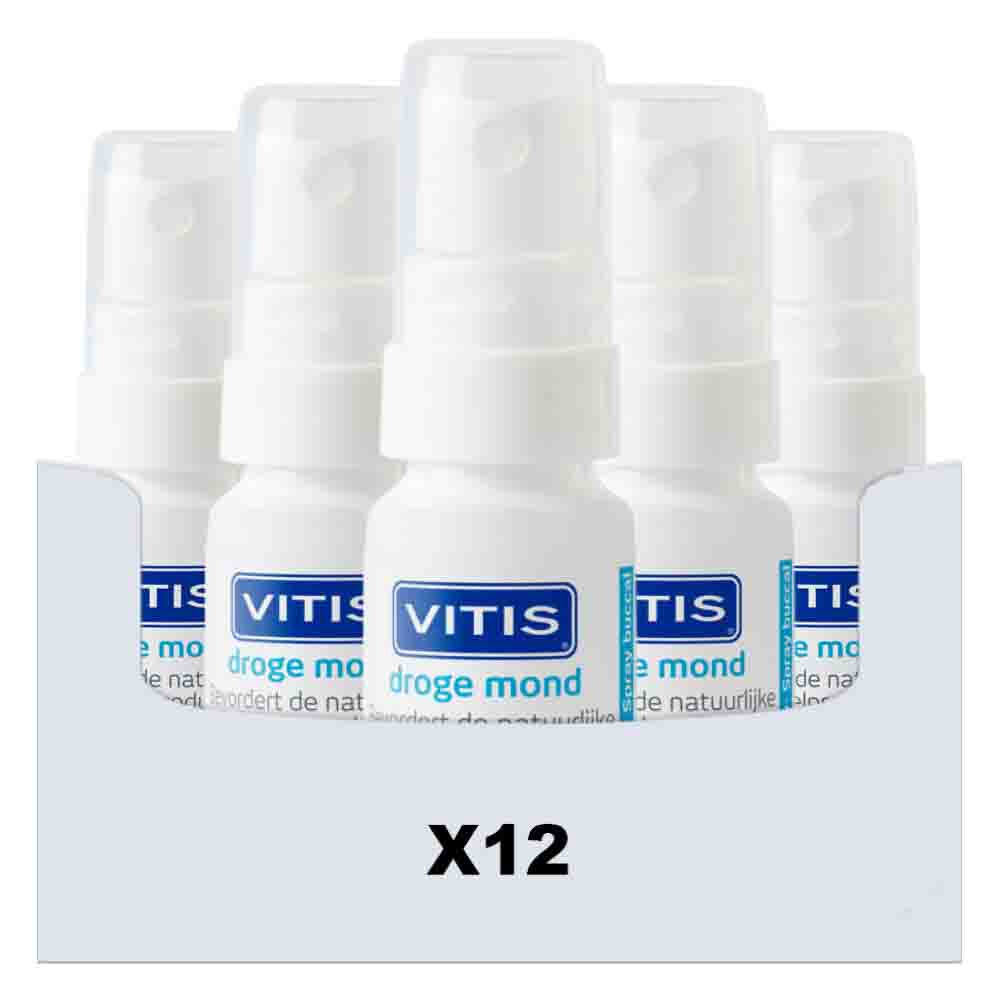 12x Vitis Droge Mond Mondspray 15 ml