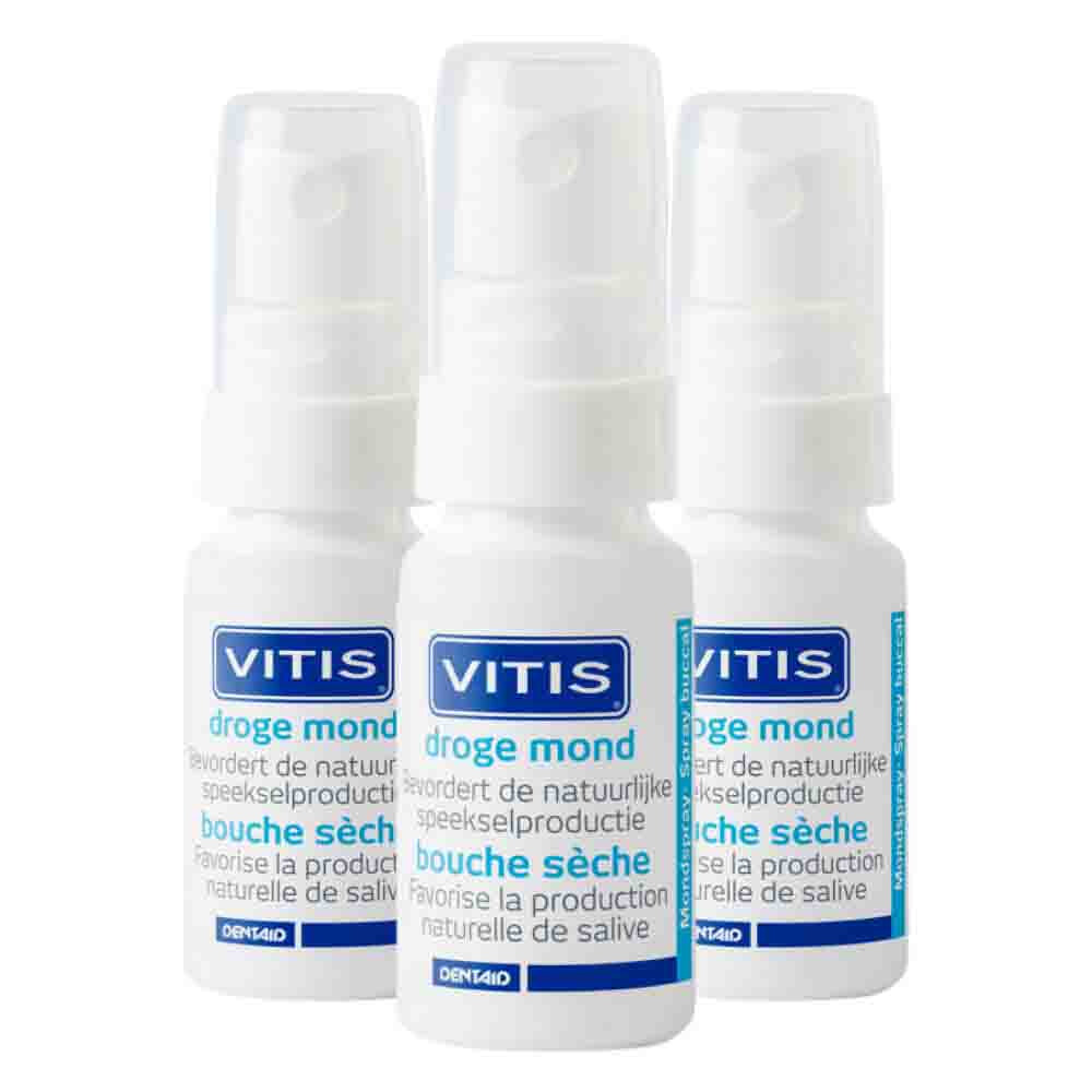 3x Vitis Droge Mond Mondspray 15 ml