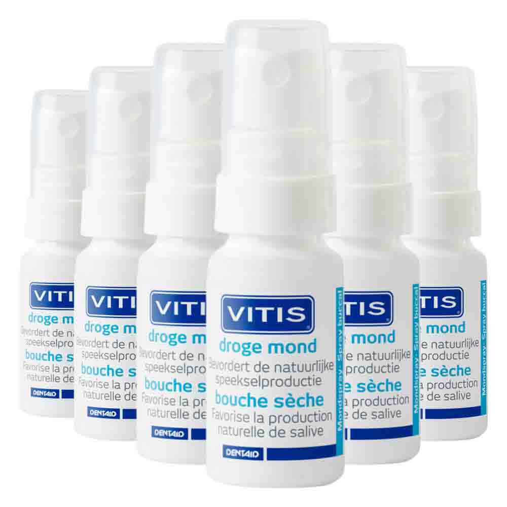 6x Vitis Droge Mond Mondspray 15 ml