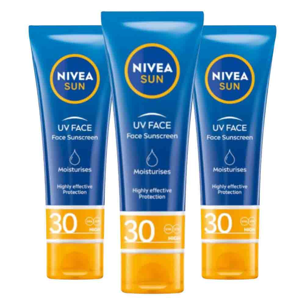 3x NIVEA Sun Face Moisturising Zonnebrand SPF 30 50 ml