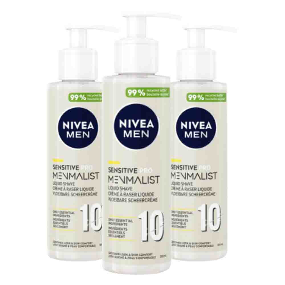 3x NIVEA Scheercrème Sensitive Pro 200 ml