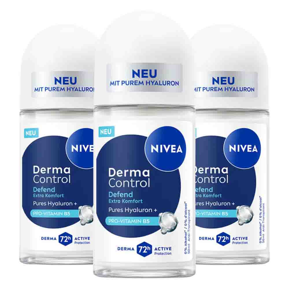 3x NIVEA Deodorant Roller Derma Control Defend 50 ml