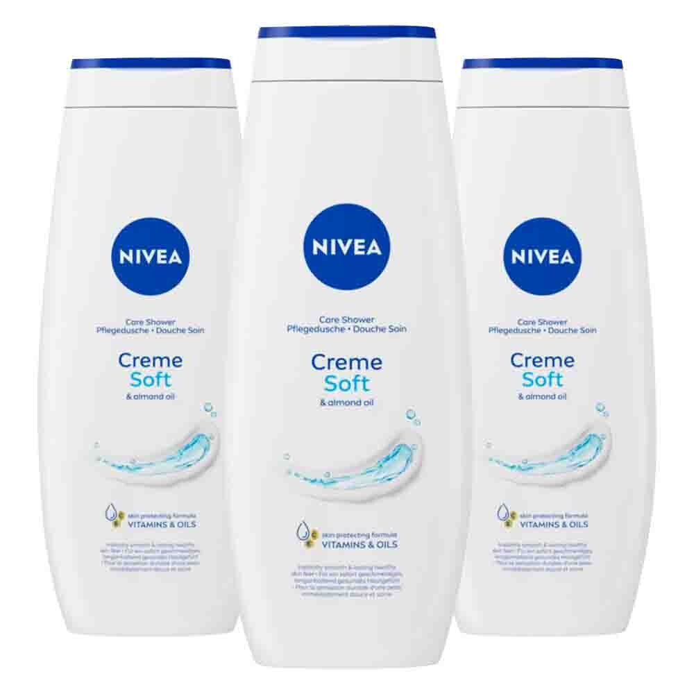 3x NIVEA Badcrème Creme Soft 650 ml