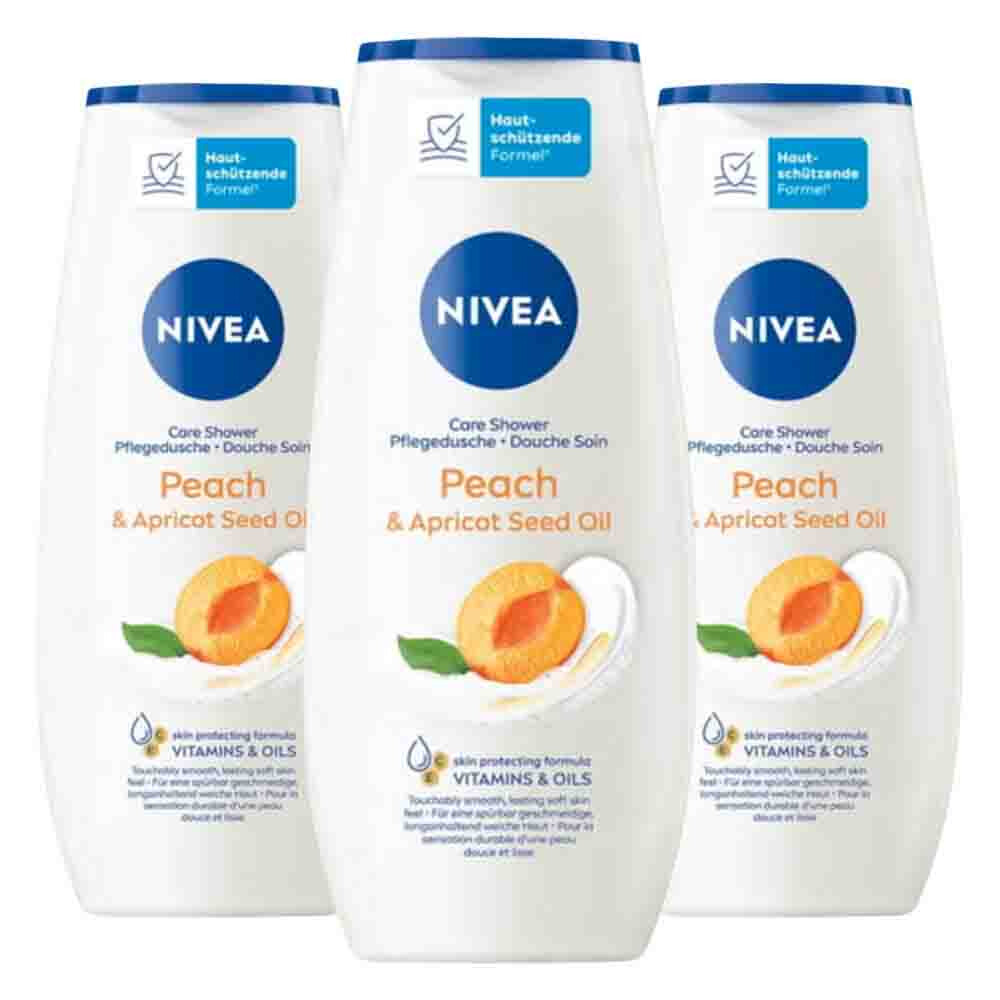 3x NIVEA Douchegel Peach & Apricot Seed Oil 250 ml