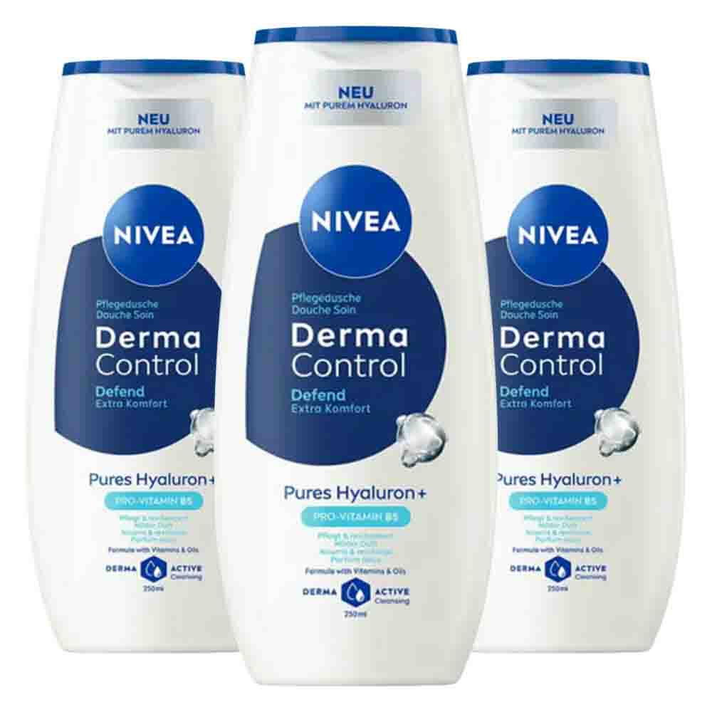 3x NIVEA Douchegel Derma Control Defend 250 ml