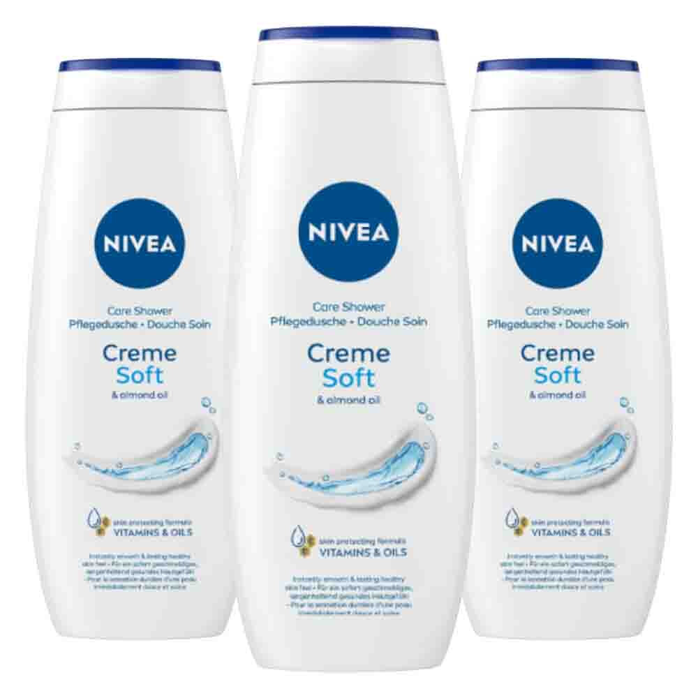3x NIVEA Douchegel Creme Soft 500 ml