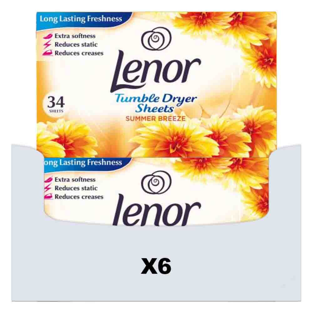 6x Lenor Droogtrommeldoekjes Summer Breeze 34 stuks