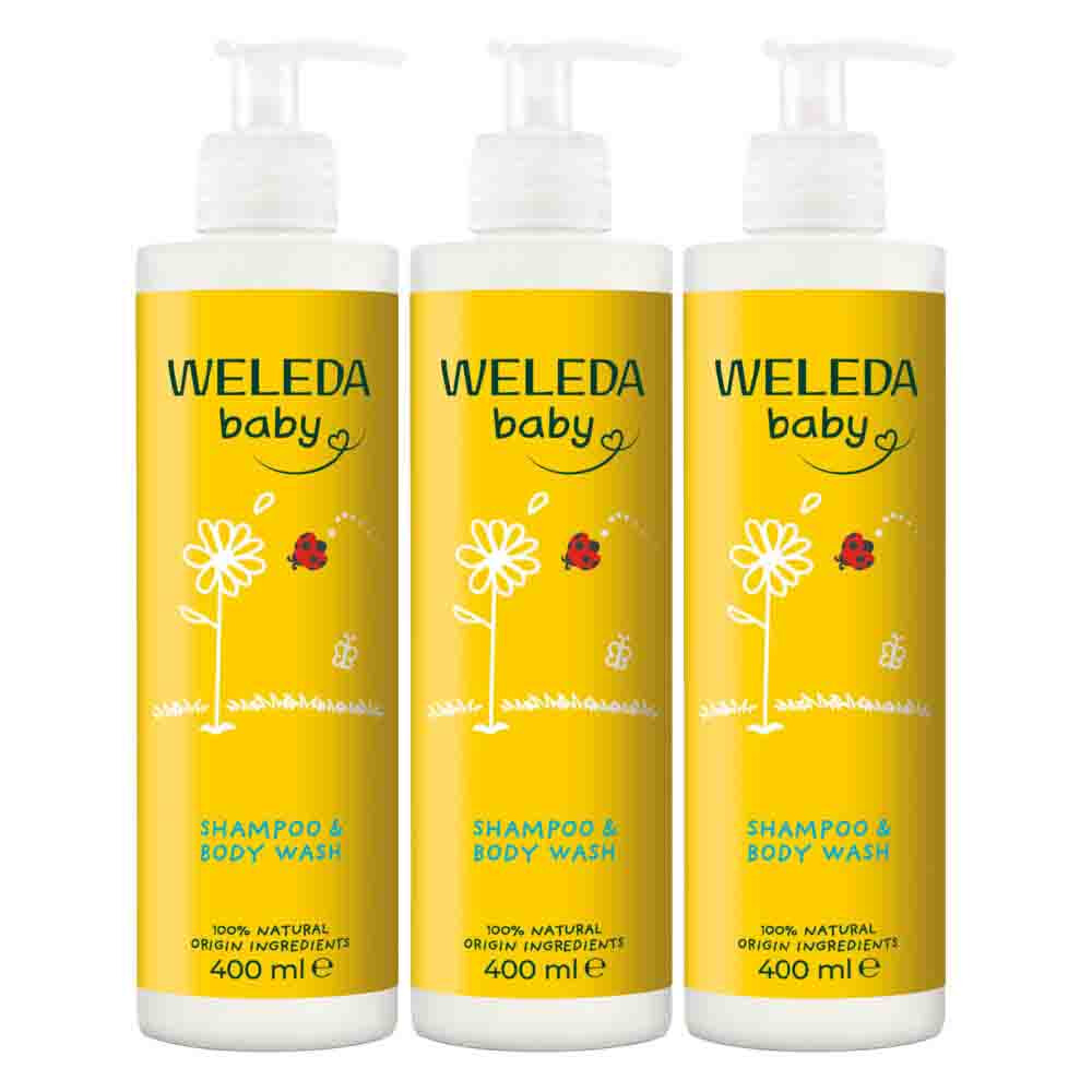 3x WELEDA Baby Calendula Shampoo & Douchecrème 400 ml