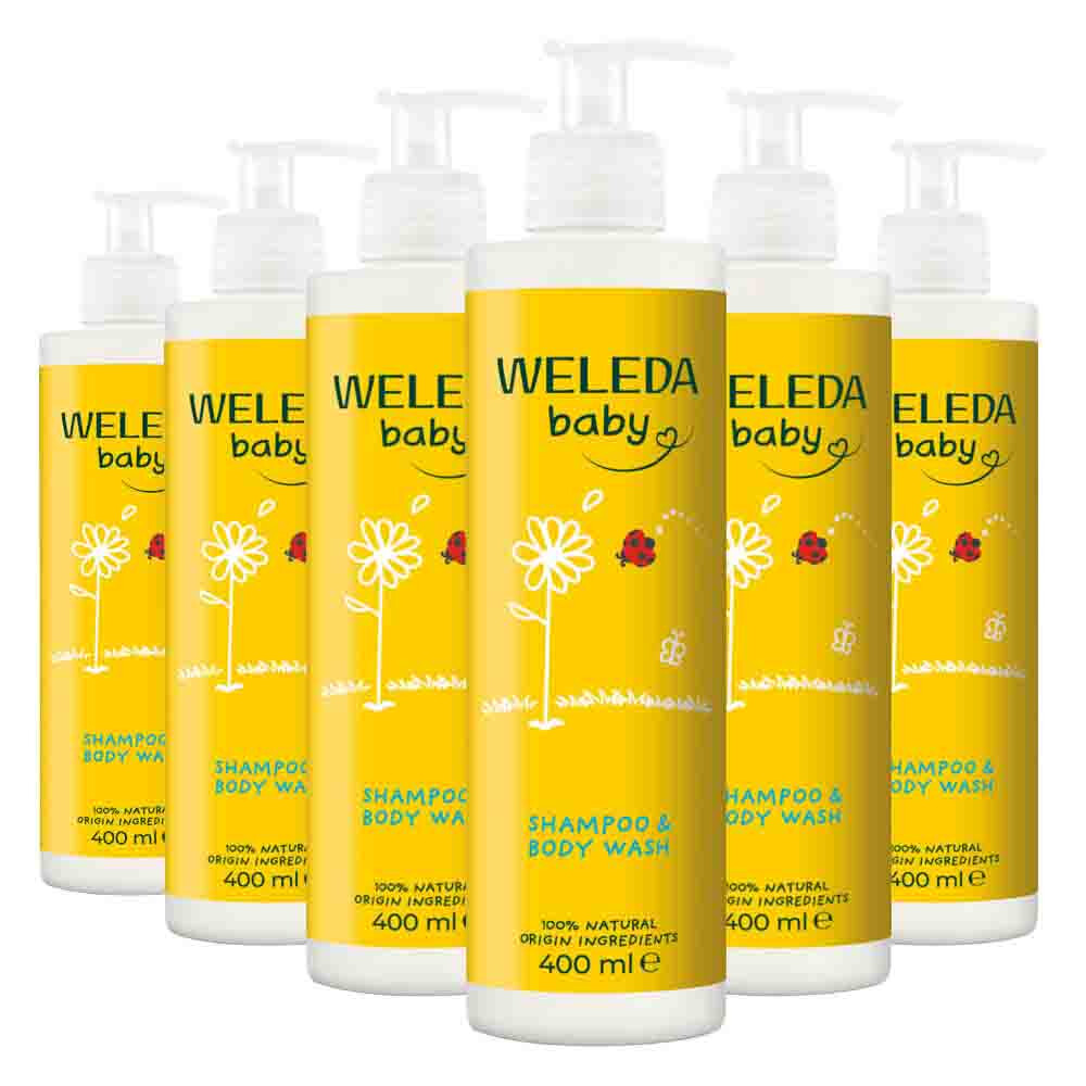 6x WELEDA Baby Calendula Shampoo & Douchecrème 400 ml