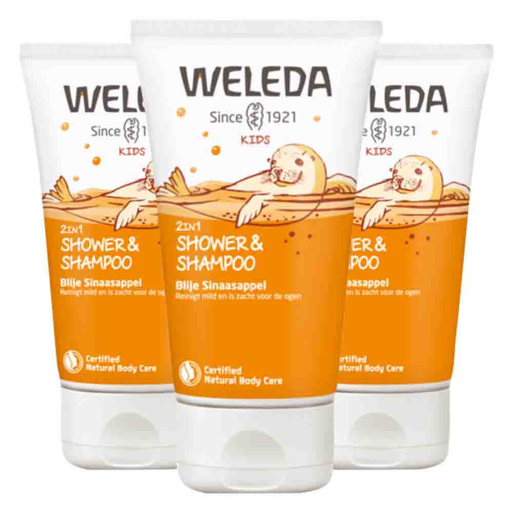 3x WELEDA Kids 2in1 Shampoo & Body Wash Blije Sinaasappel 150 ml