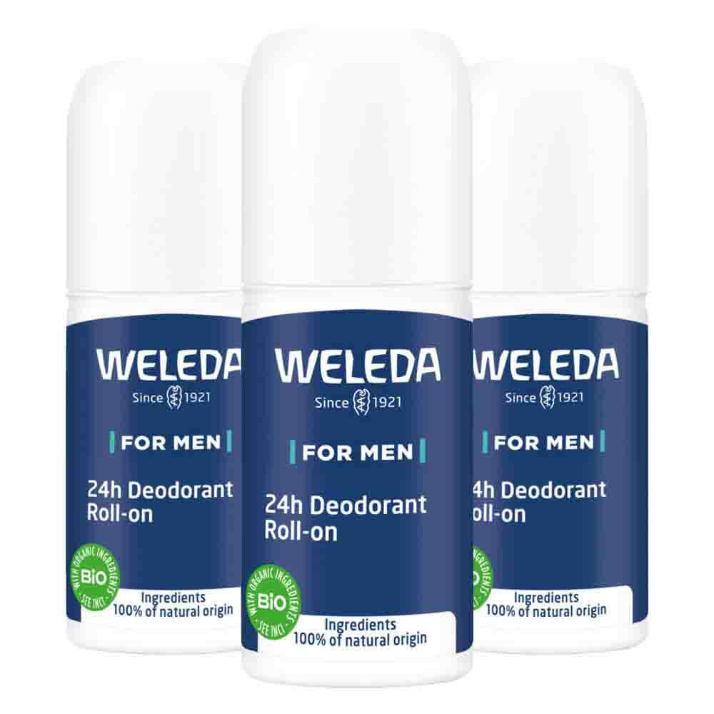 3x WELEDA 24h Roll-On Deodorant Men 50 ml