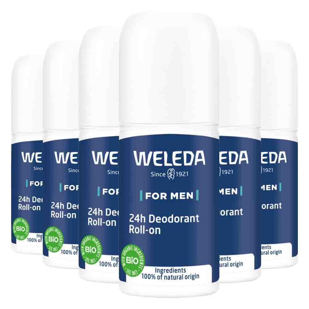 6x WELEDA 24h Roll-On Deodorant Men 50 ml
