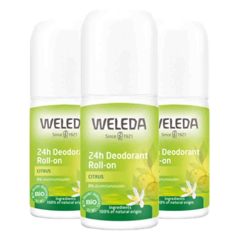 3x WELEDA 24h Roll-On Deodorant Citrus 50 ml