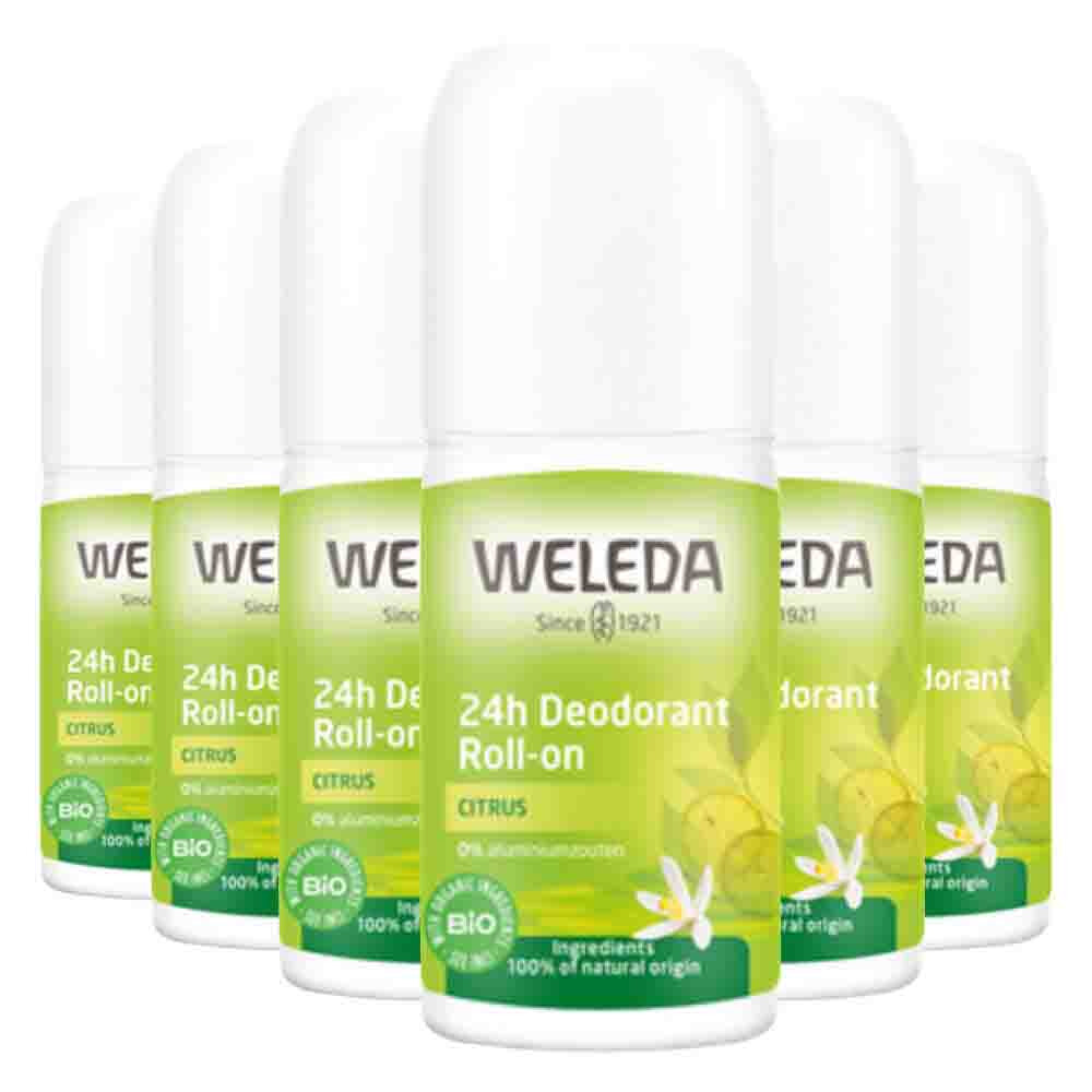 6x WELEDA 24h Roll-On Deodorant Citrus 50 ml