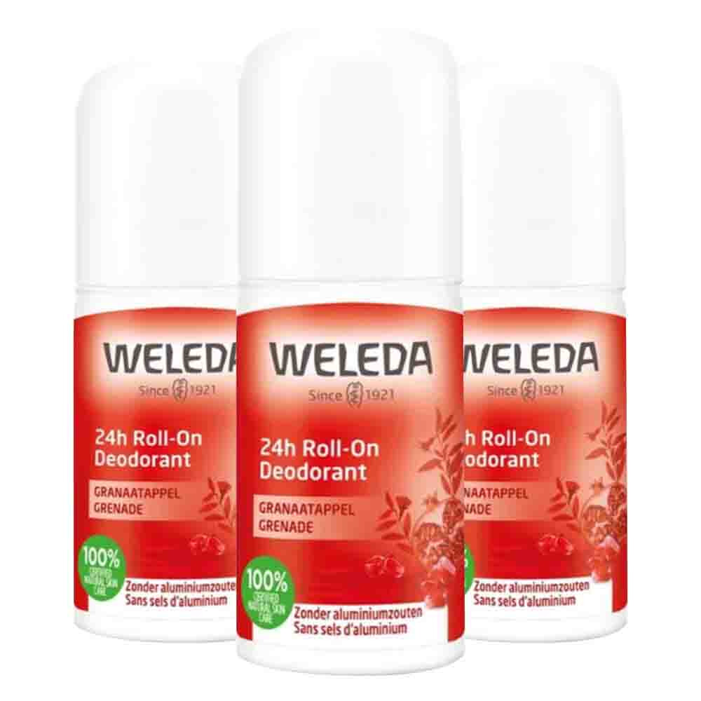 3x WELEDA 24h Roll-On Deodorant Granaatappel 50 ml