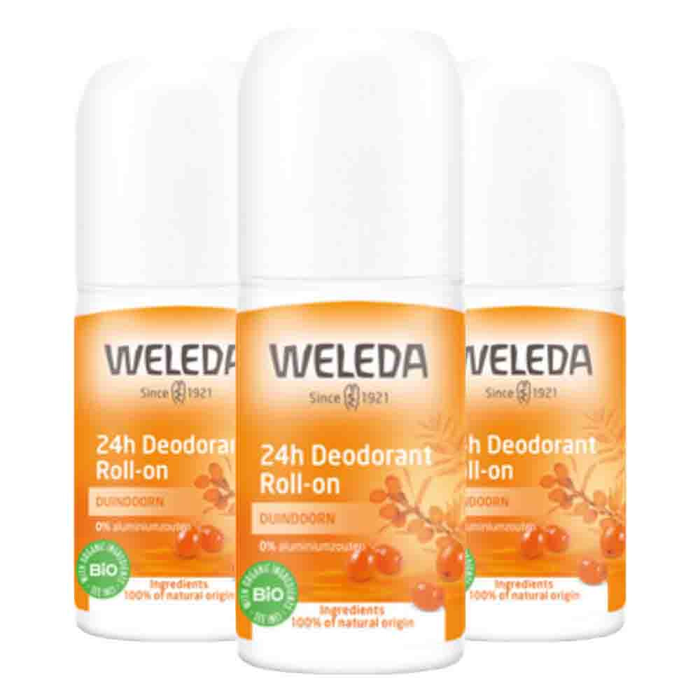 3x WELEDA 24h Roll-On Deodorant Duindoorn 50 ml