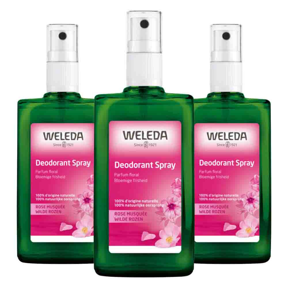 3x WELEDA Deodorant Spray Wilde Rozen 100 ml