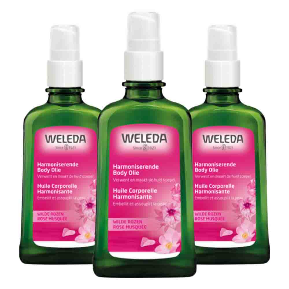 3x WELEDA Wilde Rozen Harmoniserende Body Olie 100 ml
