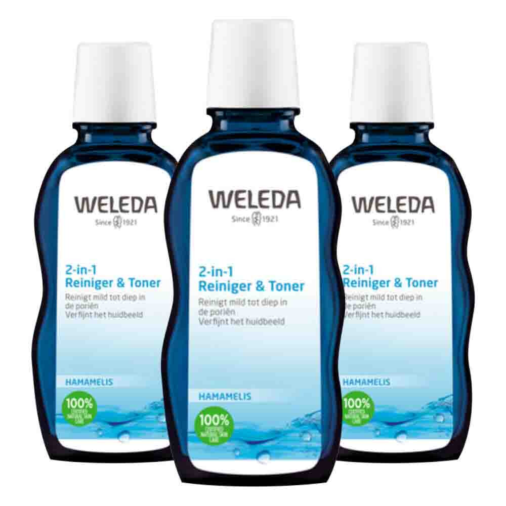 3x WELEDA Hamamelis 2-in-1 Reiniger & Toner 100 ml