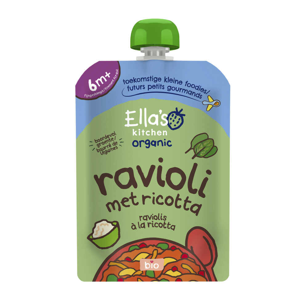 Ella's Kitchen Biologisch Maaltijdzakje 6+m Ravioli met Ricotta 130 gr