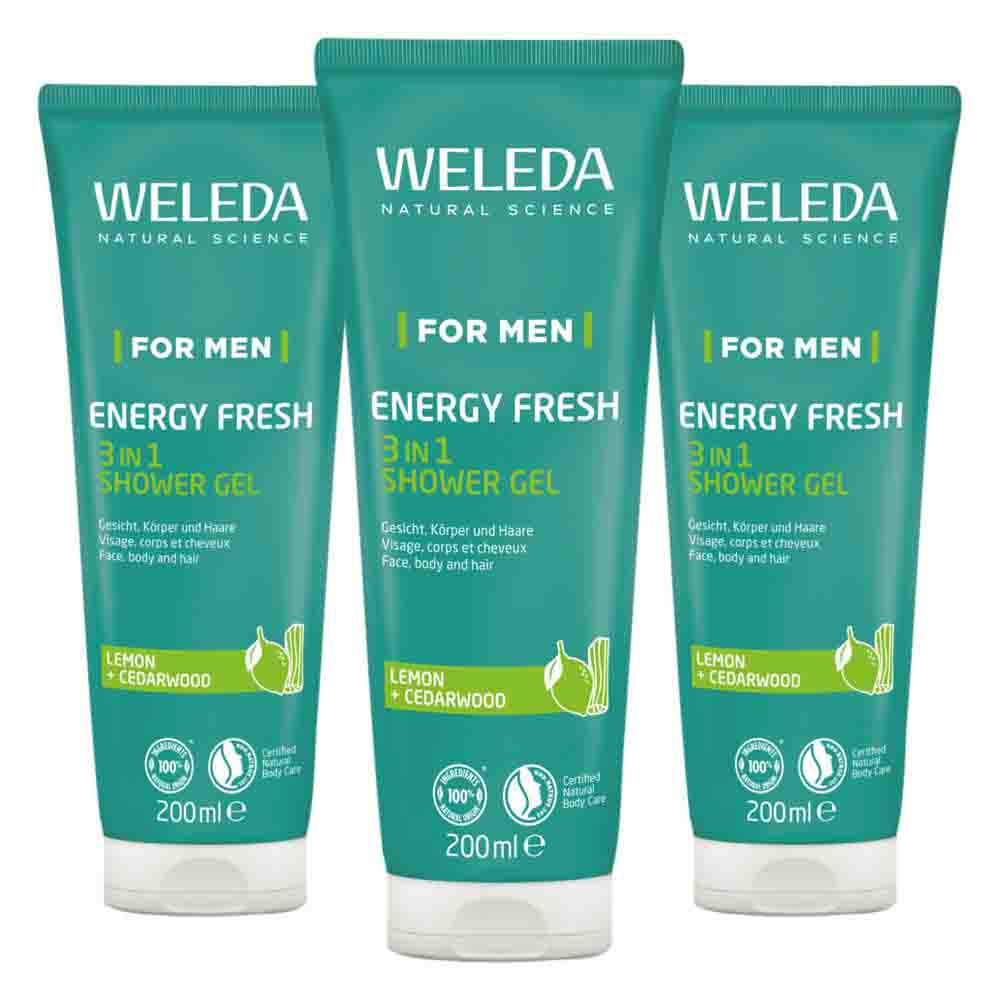 3x WELEDA Men 3-in1 Douchegel 200 ml