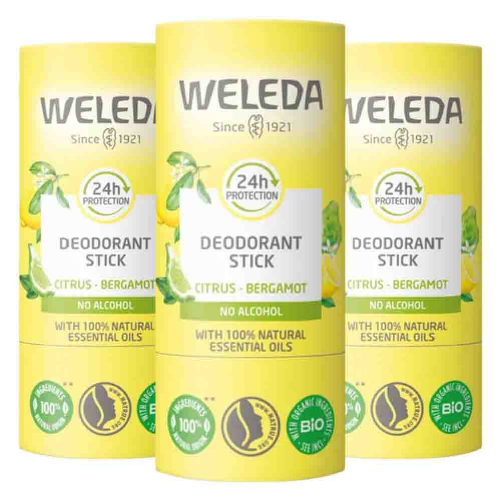 3x WELEDA Deodorant Stick 24h Citrus Bergamot 50 gr