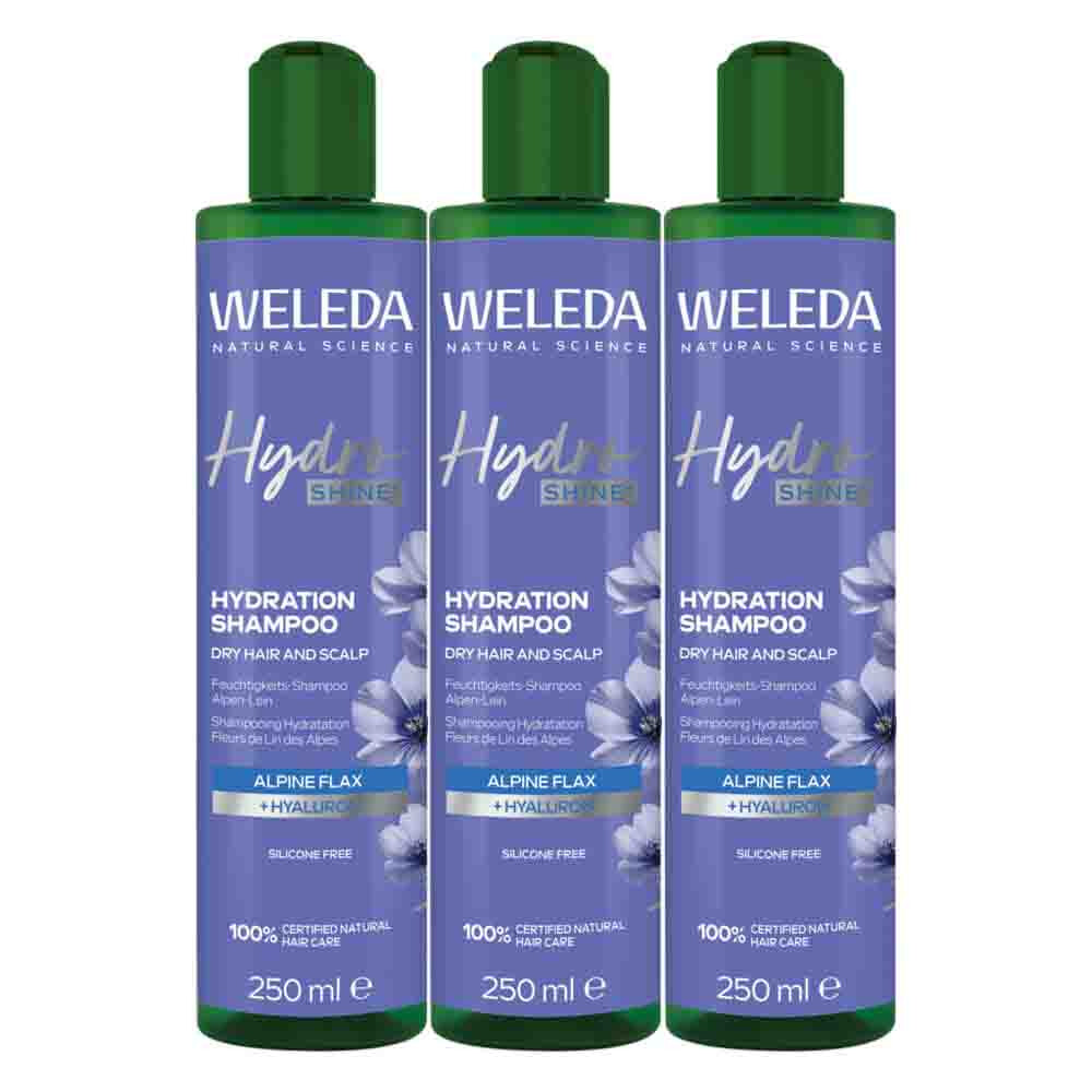 3x WELEDA Hydro Shine Shampoo 250 ml