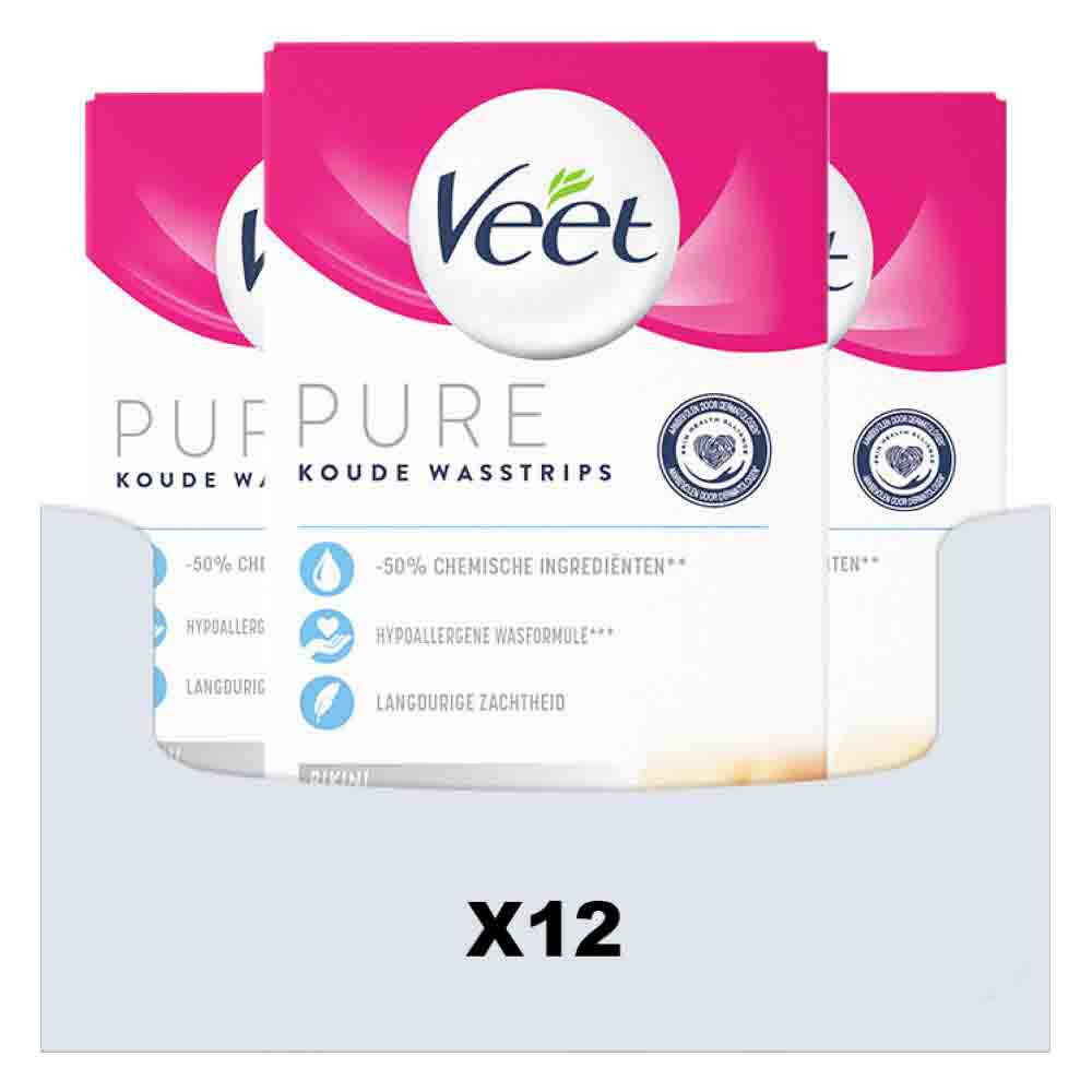 12x Veet Ontharingsstrips Bikinilijn Pure Gevoelige Huid 16 stuks