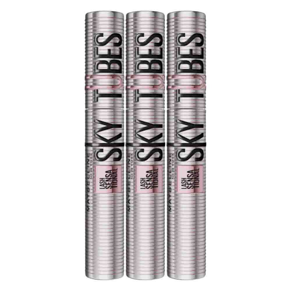 3x Maybelline Lash Sensational Sky Tubes Mascara Black 7,2 ml
