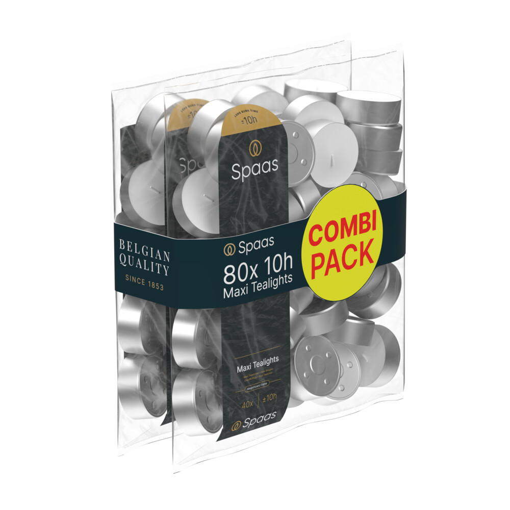 2x SPAAS Theelichten Maxi Wit 10 Branduren 40 stuks