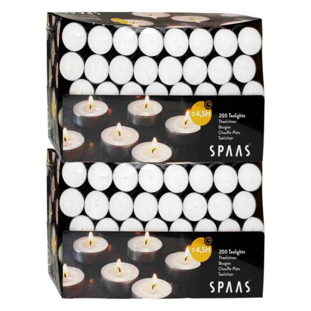 2x SPAAS Theelichten Wit 4,5 Branduren 200 stuks
