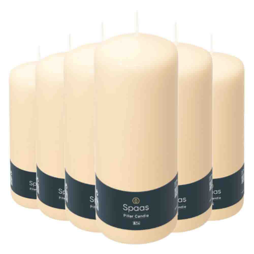 6x SPAAS Cilinderkaars Ivoor 60/150 mm ± 45 branduren
