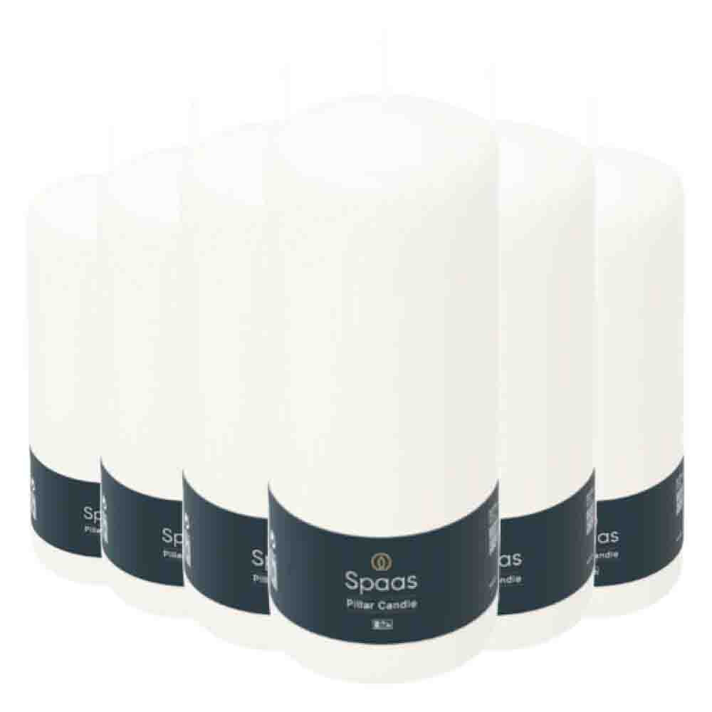6x SPAAS Cilinderkaars Wit 60/150 mm ± 45 branduren