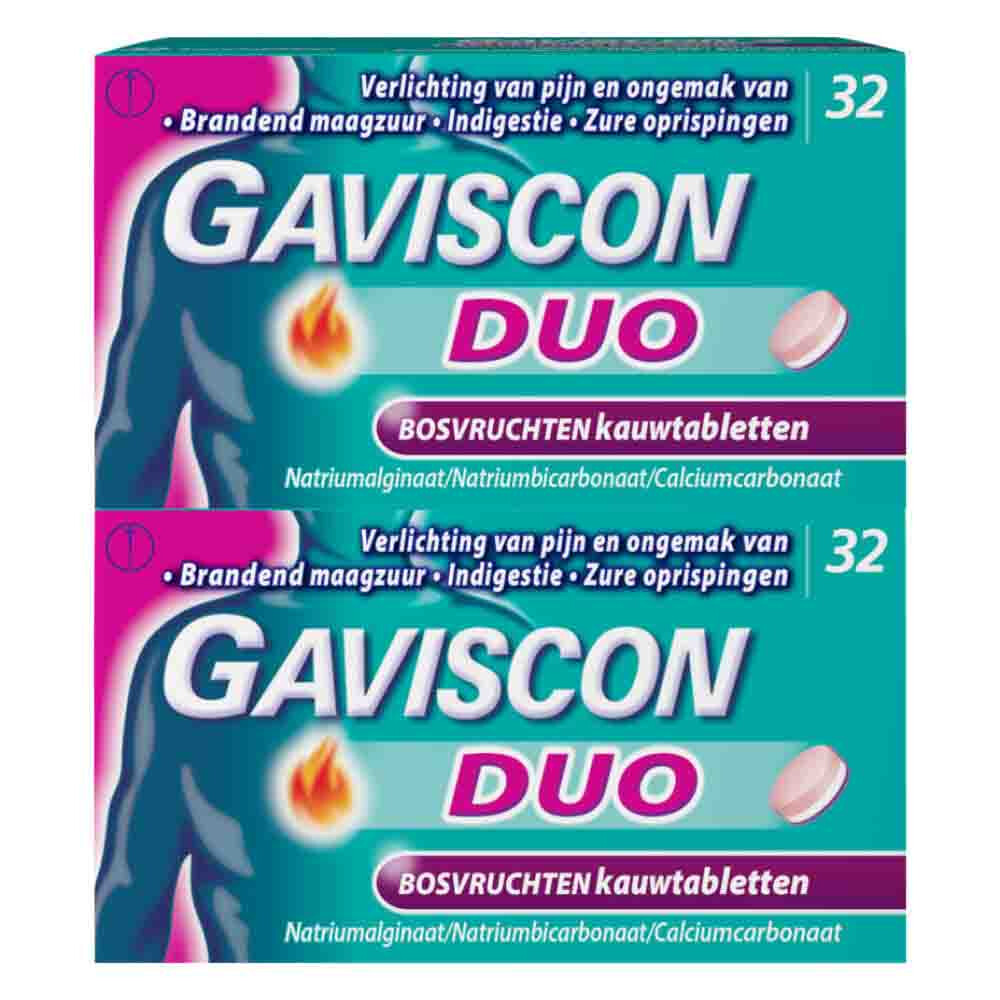 2x Gaviscon Kauwtabletten Duo Bosvruchten 32 stuks