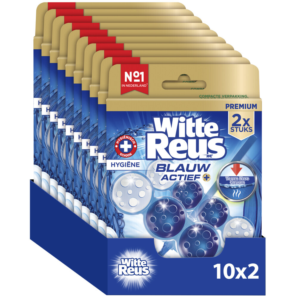 10x Witte Reus Toiletblok Blauw Actief Hygiene 2 stuks