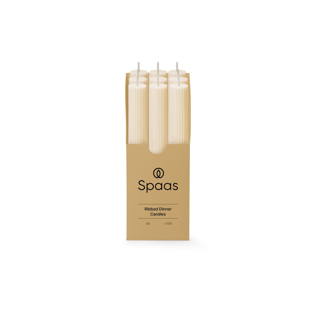 SPAAS Geribbelde Dinerkaars Ivoor 9 stuks