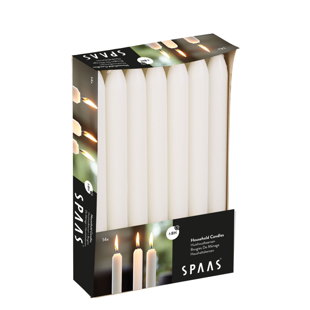 SPAAS Dinerkaarsen Wit 14 stuks