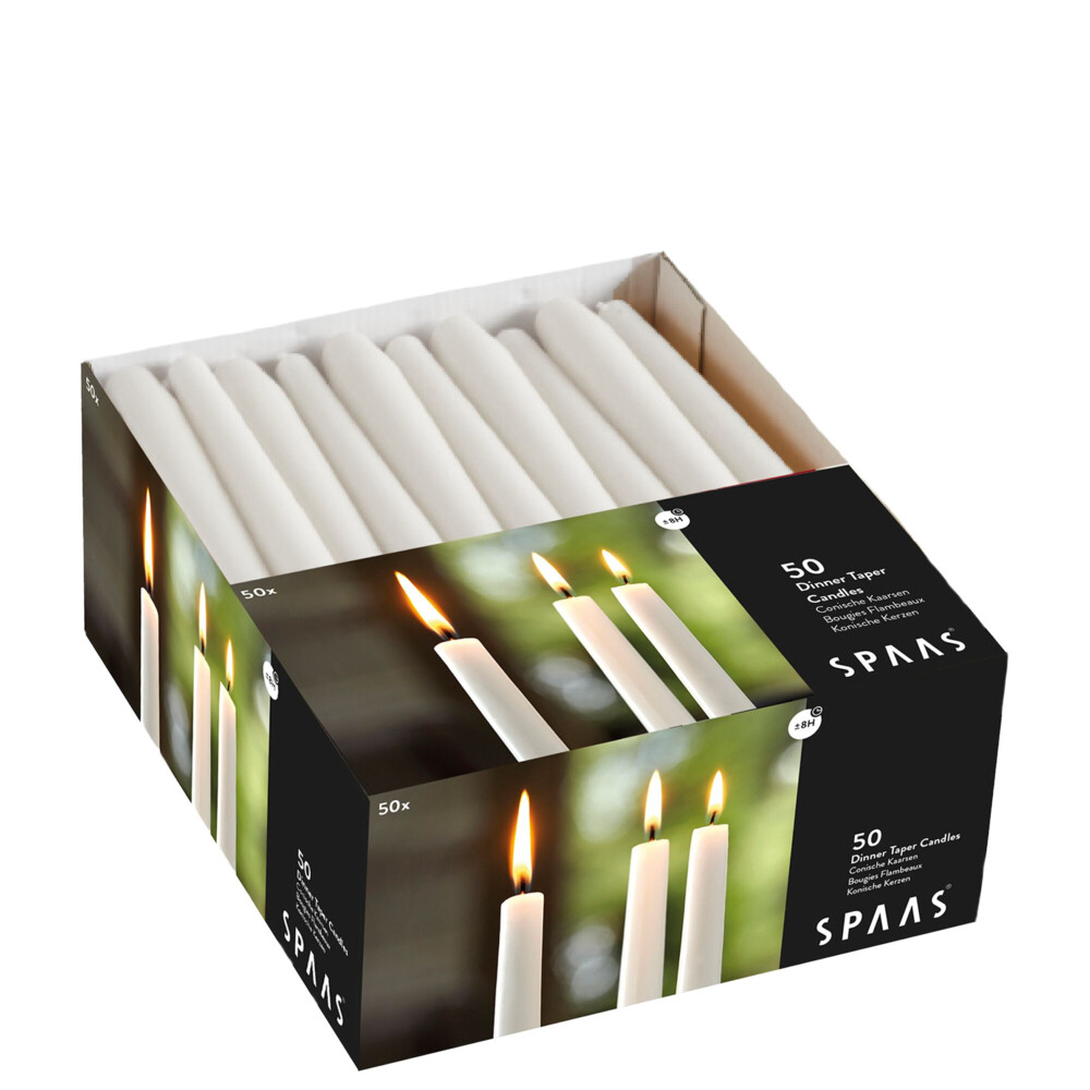 SPAAS Dinerkaarsen Wit 50 stuks