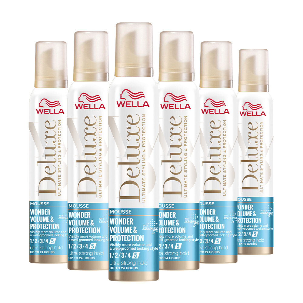 6x Wella Deluxe Volume & Protection Mousse 200 ml