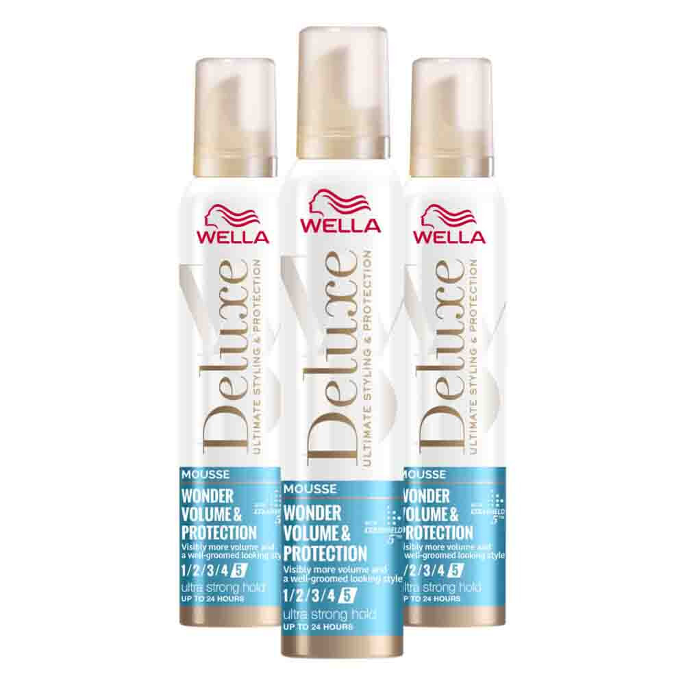 3x Wella Deluxe Volume & Protection Mousse 200 ml