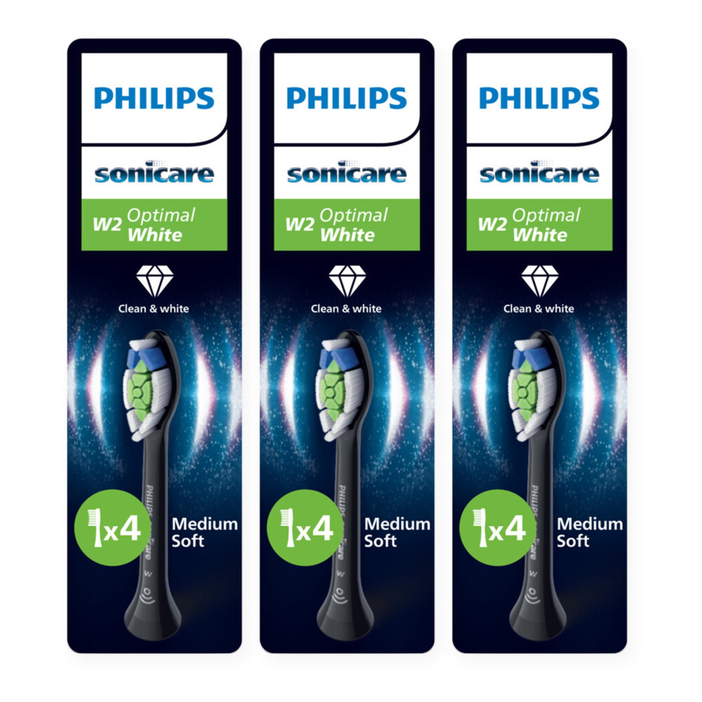 Philips Sonicare 3x Philips Sonicare Opzetborstels W2 Optimal White Zwart HX6064/88 4 stuks