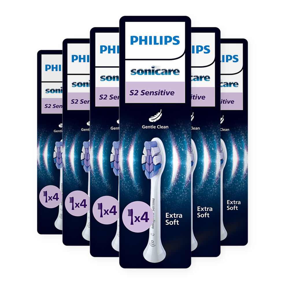 Philips Sonicare 6x Philips Sonicare Opzetborstels S2 Sensitive Wit HX6054/87 4 stuks