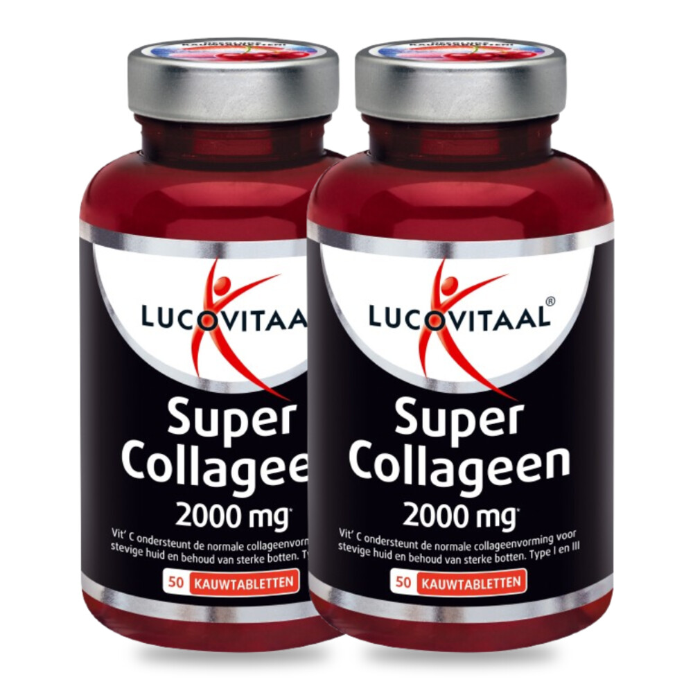 2x Lucovitaal Super Collageen 2000 mg 50 kauwtabletten