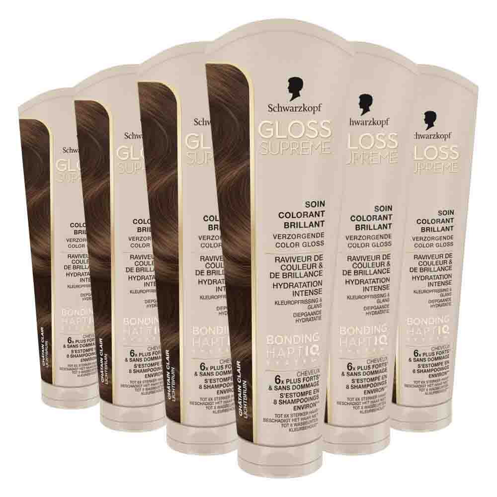 6x Schwarzkopf Gloss Supreme Lichtbruin 150 ml