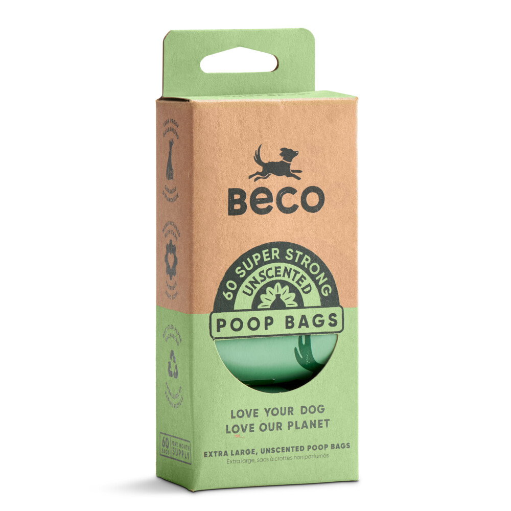 Beco Poop Bags Recycled Handles Ongeparfumeerd 60 stuks